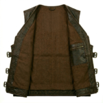 Brown Leather Tactical Vest Utility Utility Multi Pocket inner