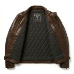Men's Premium Brown Crocodile Embossed Leather Jacket - MAS Leather Garments - Image 3