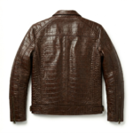 Men's Premium Brown Crocodile Embossed Leather Jacket - MAS Leather Garments - Image 2