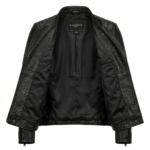 Women's Premium Black Crocodile Embossed Leather Jacket – MAS Leather Garments - Image 3