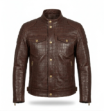 Men's Premium Brown Crocodile Embossed Leather Jacket MAS Leather Garments