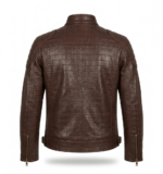 Men's Premium Brown Crocodile Embossed Leather Jacket MAS Leather Garments Back View