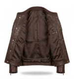 Men's Premium Brown Crocodile Embossed Leather Jacket MAS Leather Garments Inner View