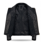 Premium Black Crocodile Embossed Mens Leather Jacket MAS Leather Garments Inner View