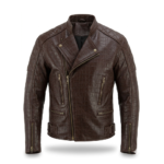 Premium Brown Crocodile Embossed Genuine Men's Leather Jacket MAS Leather Garments