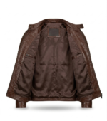 Premium Brown Crocodile Embossed Men's Leather Jacket MAS Leather Garments Inner View