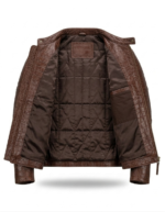 Premium Brown Crocodile Embossed Mens Real Leather Jacket MAS Leather Garments Inner View