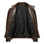 Premium Men's Brown Crocodile Embossed Real Leather Jacket MAS Leather Garments Inner View