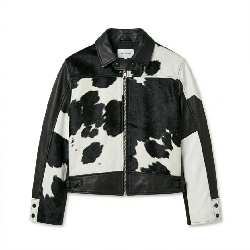 Premium Western Brown Cowhide Pony Hair Leather Jacket MAS Leather Garments back