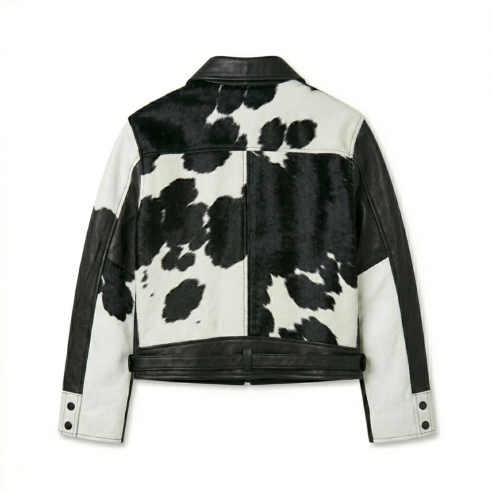 Premium Western Brown Cowhide Pony Hair Leather Jacket MAS Leather Garments back