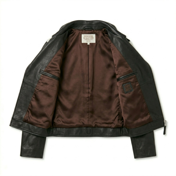 Premium Western Brown Cowhide Pony Hair Leather Jacket MAS Leather Garments back