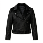 Sleek All Black Pony Hair Leather Biker Jacket MAS Leather Garments