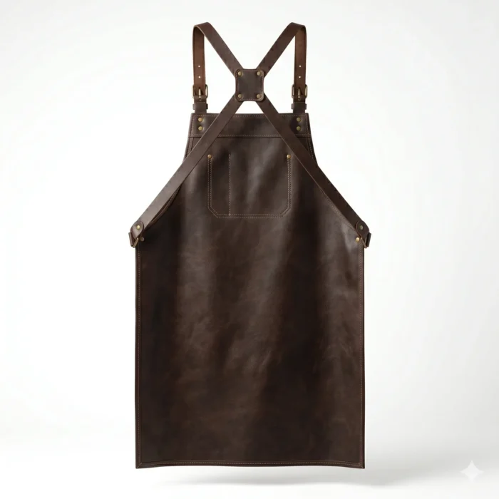 Handmade Genuine Leather BBQ & Grill Apron Men's Workwear | MAS Leather Garments - Image 2