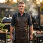 Handmade Genuine Leather BBQ & Grill Apron Men's Workwear | MAS Leather Garments - Image 3