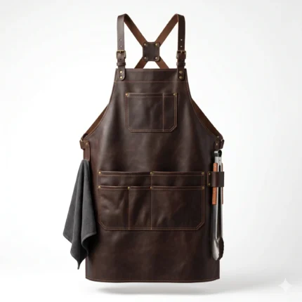 Handmade Genuine Leather BBQ & Grill Apron Men's Workwear | MAS Leather Garments