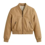Bespoke Girls Kids Tan Leather Bomber Leather Jacket MAS Leather Garments