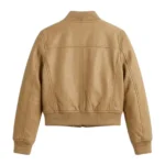 Bespoke Girls Kids Tan Leather Bomber Leather Jacket MAS Leather Garments Back View