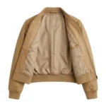 Bespoke Girls Kids Tan Leather Bomber Leather Jacket MAS Leather Garments Inner View