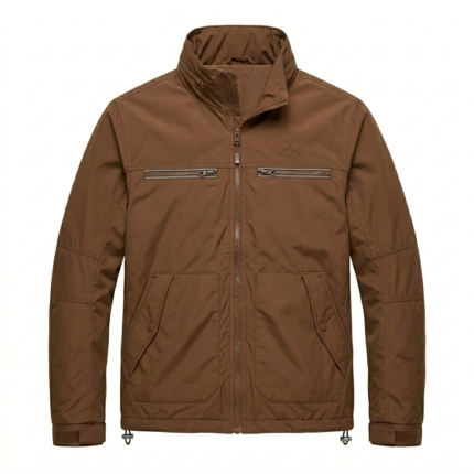 Bespoke Men's Brown Synthetic Windbreakers MAS Leather Garments
