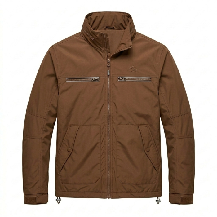 Bespoke Men's Brown Synthetic Windbreakers MAS Leather Garments