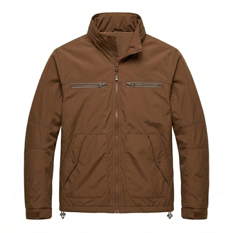 Bespoke Men's Brown Synthetic Windbreakers MAS Leather Garments