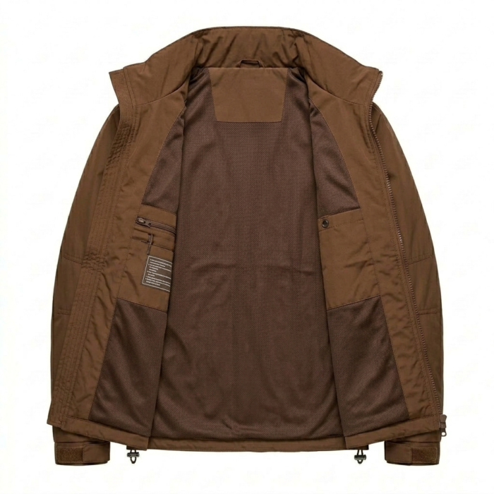 Bespoke Men's Brown Synthetic Windbreakers MAS Leather Garments Inner View