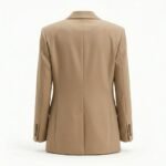 Sophisticated Camel Beige Double Breasted Blazer Jacket for Women | MAS Leather Garments - Image 3