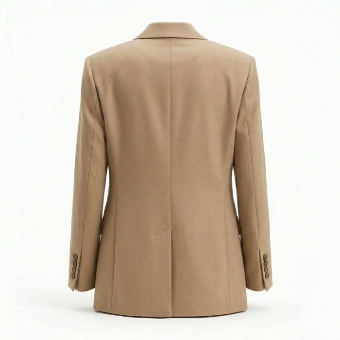 Sophisticated Camel Beige Double Breasted Blazer Jacket for Women | MAS Leather Garments - Image 3