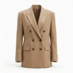 Sophisticated Camel Beige Double Breasted Blazer Jacket for Women | MAS Leather Garments