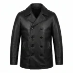 Classic Men's Black Leather Double Breasted Leather Coat Sale MAS Leather Garments
