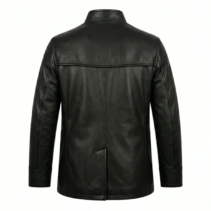 Classic Men's Black Leather Double Breasted Leather Coat Sale MAS Leather Garments