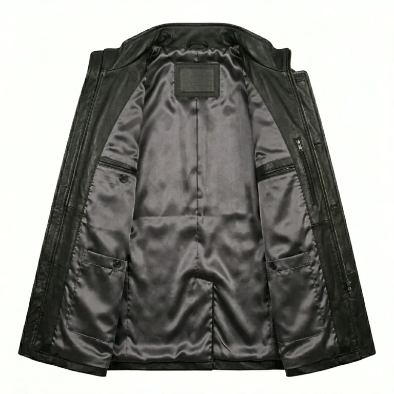 Classic Men's Black Leather Double Breasted Leather Coat Sale MAS Leather Garments