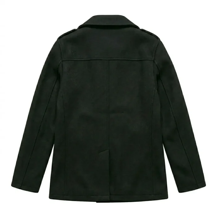 Classic Men's Black Wool Blend Top Coat Sale front MAS Leather Garments