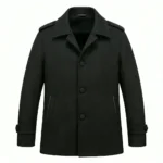 Classic Men's Black Wool Blend Top Coat Sale front MAS Leather Garments