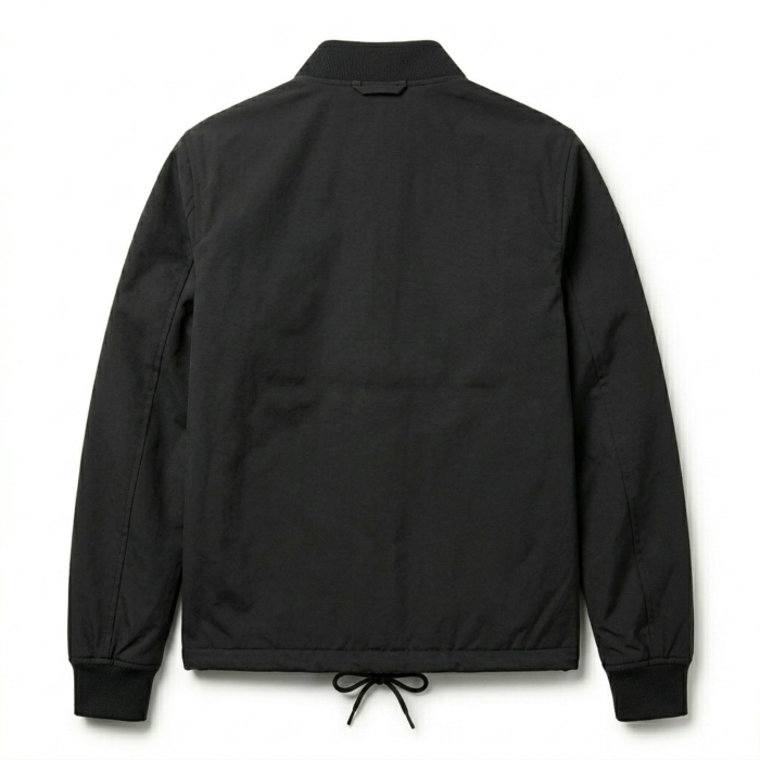Crafted Men's Black Synthetic Coach Jacket MAS Leather Garments Back View
