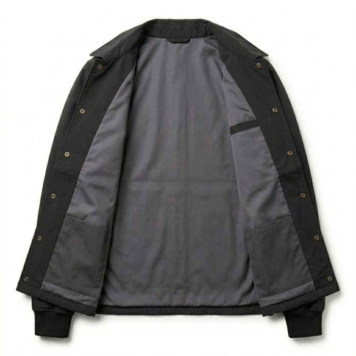 Crafted Men's Black Synthetic Coach Jacket MAS Leather Garments Inner View