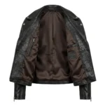 Crafted Women's Black Crocodile Embossed Leather Jacket MAS Leather Garments Inner View