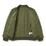 Deluxe Boys Kids Olive Green Leather Bomber Jacket MAS Leather Garments Inner View