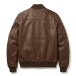 Deluxe Men's Brown MA-1 Leather Jacket MAS Leather Garments Back View