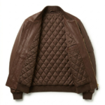 Deluxe Men's Brown MA-1 Leather Jacket MAS Leather Garments Inner View