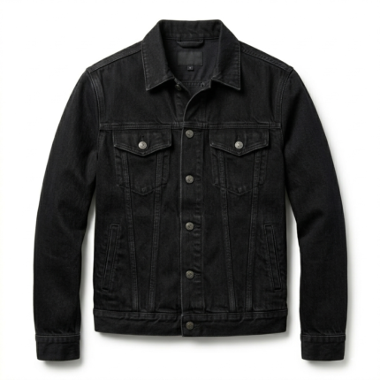 Designer Men's Black Denim Trucker Jacket MAS Leather Garments