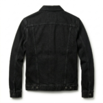 Designer Men's Black Denim Trucker Jacket MAS Leather Garments Back VIew
