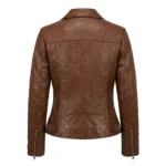 Designer Women's Black Leather Embossed Jacket MAS Leather Garments Back View