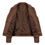 Designer Women's Black Leather Embossed Jacket MAS Leather Garments Inner View