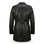Elegant Men's Black Leather Trench Over Coat With Belt Sale MAS Leather Garments