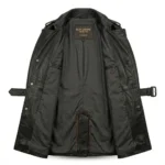 Elegant Men's Black Leather Trench Over Coat With Belt Sale MAS Leather Garments