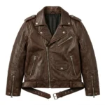Elite Boys Kids Brown Leather Biker Jacket MAS Leather Garments