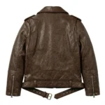 Elite Boys Kids Brown Leather Biker Jacket MAS Leather Garments Back View