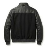 Elite Men's Black Wool Leather Jacket MAS Leather Garments Back View