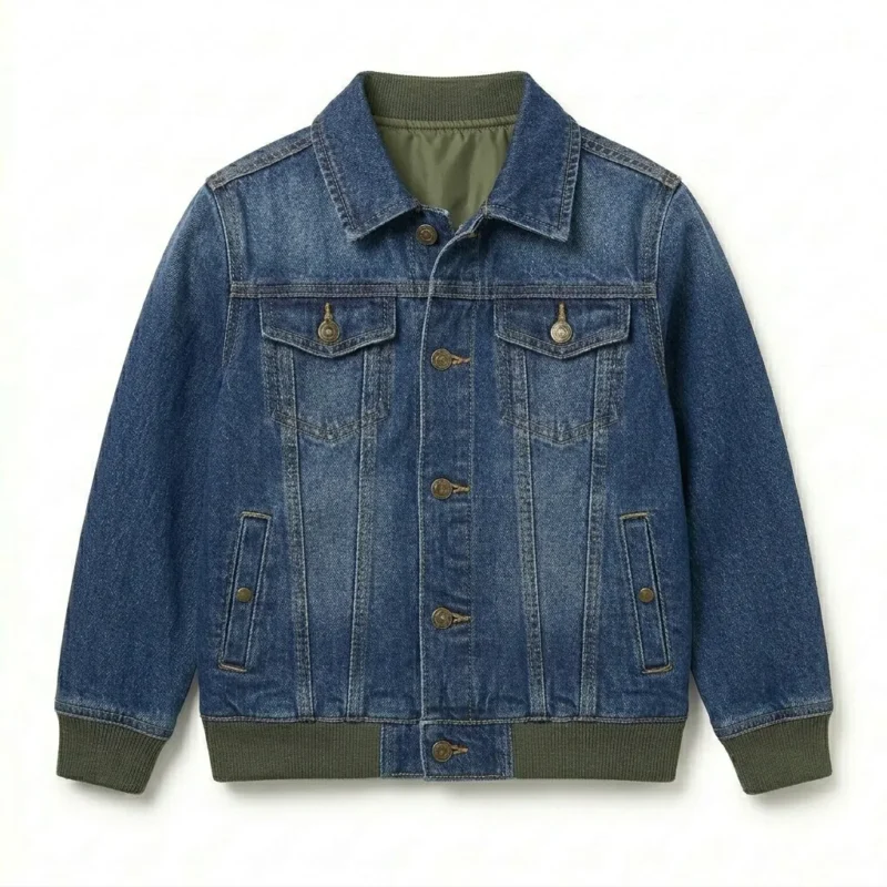 Exclusive Boys Kids Blue Denim Jacket MAS Leather Garments